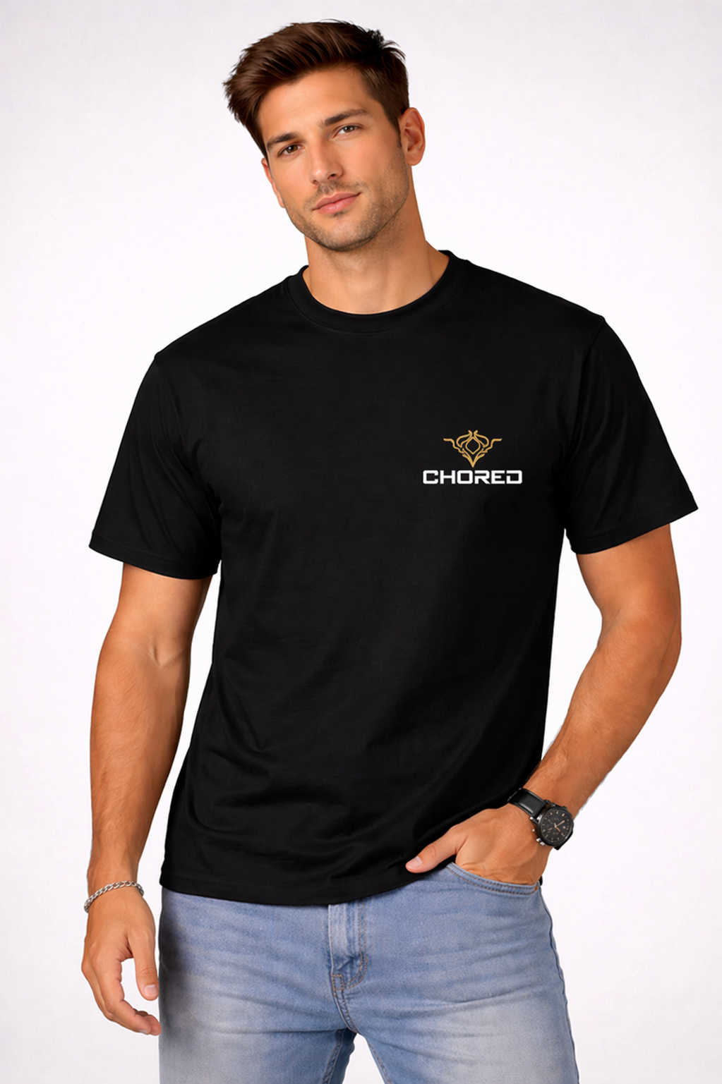 The signature T-Shirt Ronde Hals 100% katoen - Logo Borst