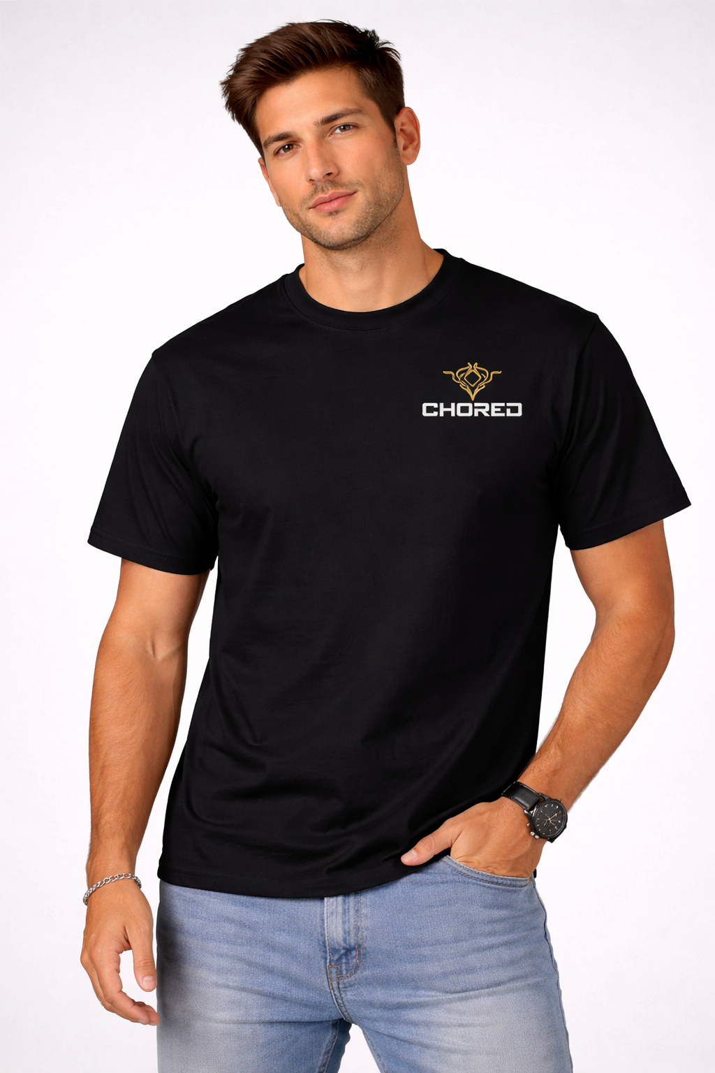 The signature T-Shirt Ronde Hals 100% katoen - Logo Borst